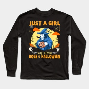 Just a Girl Who Loves Dogs & Halloween Husky Dog Lovers Long Sleeve T-Shirt